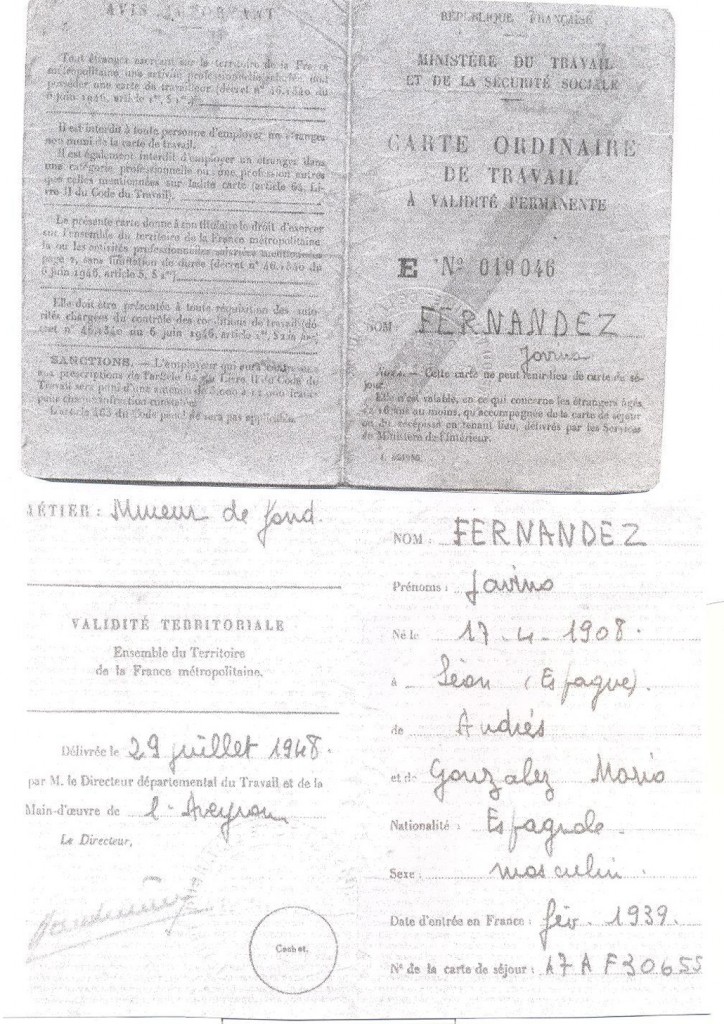 Jovino Fernández, Carta de trabajo, 1948